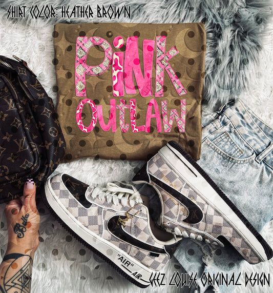 Pink Outlaw PNG Design | Western Cowgirl Shirt Design | Trendy Boutique Sublimation File