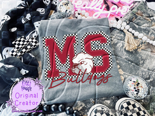 MS Bulldogs Checkered Mascot Digital Design | Game Day Spirit