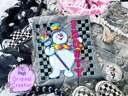 Frosty Checkered Christmas | Retro PNG Digital Design