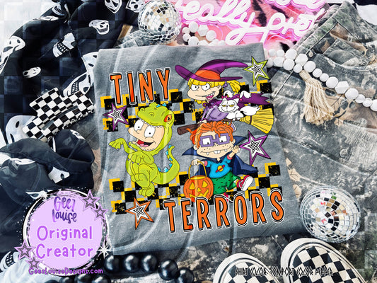 Tiny Terrors Halloween Digital Design – Nostalgic Chaos in Costume (PNG)