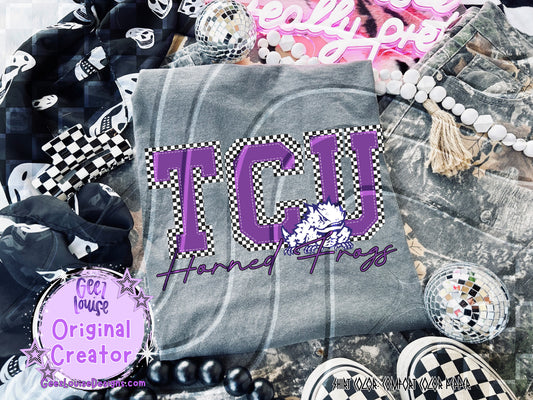 TCU Horned Frogs Digital Design | Checkered Spirit Football PNG