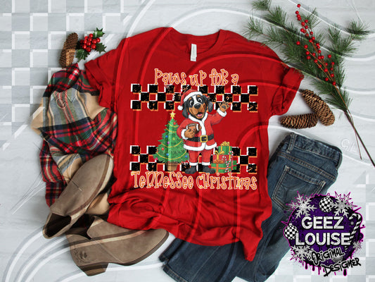 Paws Up for a Tennessee Christmas Digital Design | Santa Dog Holiday PNG