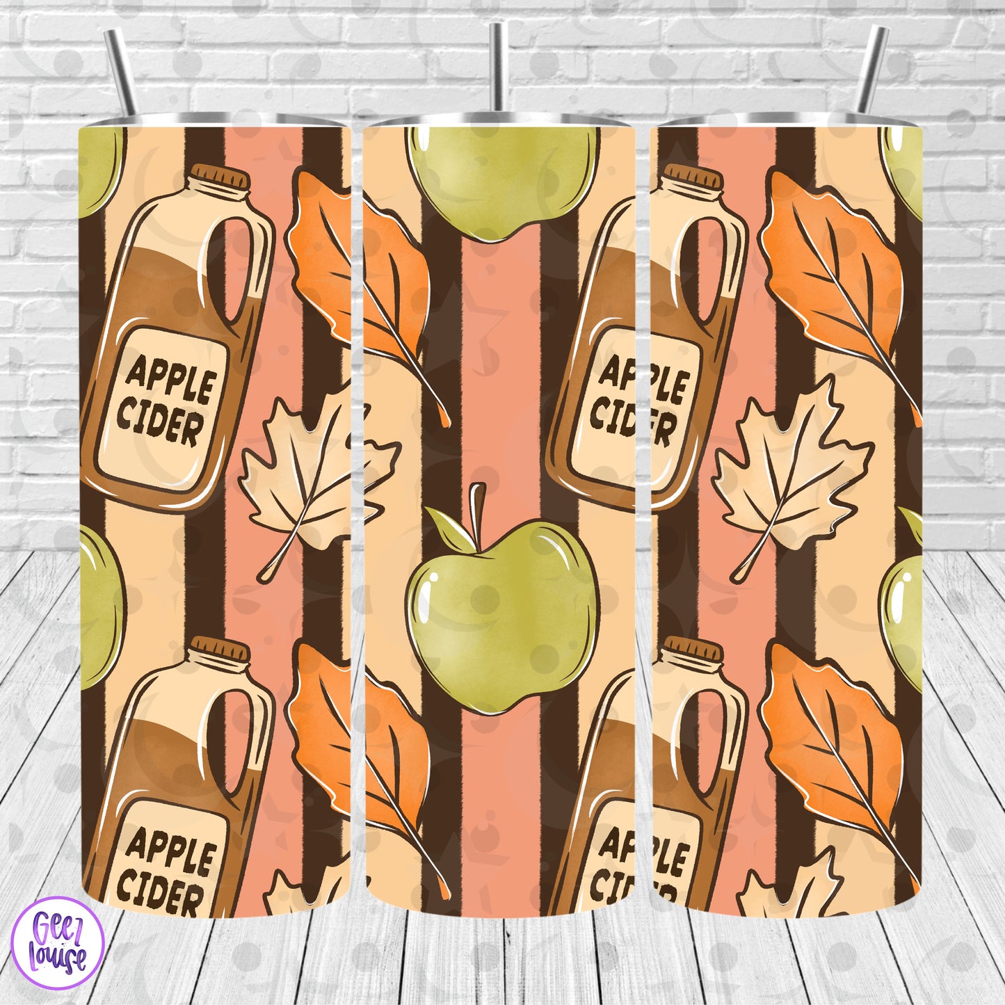 Apple Cider Tumbler Wrap | Fall Apple Pattern | 20 oz Skinny PNG | Digital Download | July 26 No FOMO Drive
