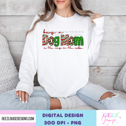 Being a dog mom is icing on the cake- christmas- faux embroidery - Digital Download- PNG