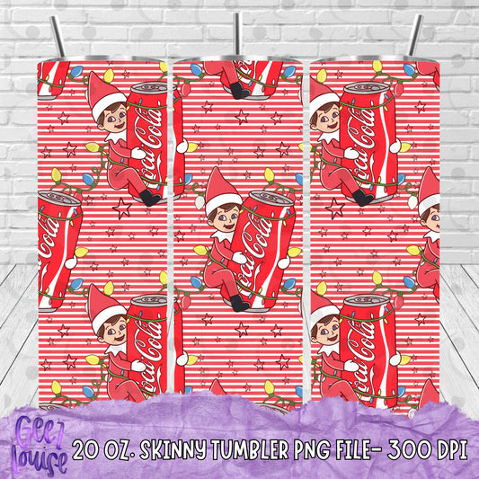 Christmas Elf Soda Tumbler PNG | 20 oz Skinny Tumbler Wrap