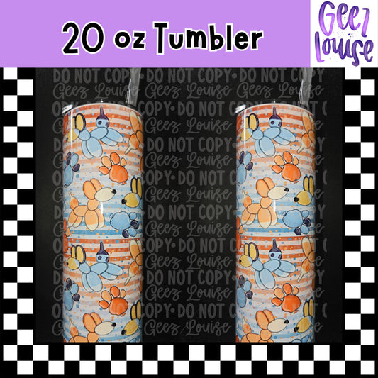 Balloon Dog Pattern 20 oz Stainless Steel Tumbler – Lid & Straw Included