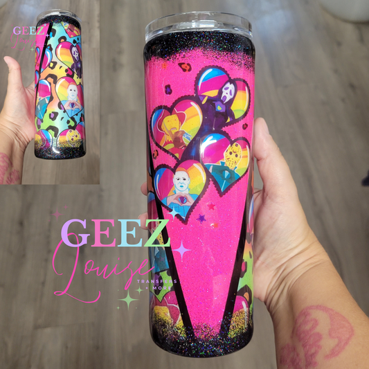 Horror neon hearts 20 oz skinny resin tumbler