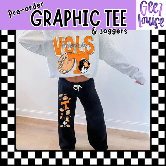 Tennessee Vols Game Day Set – Graphic Tee or Sweatshirt| Pre-Order | Made to Order