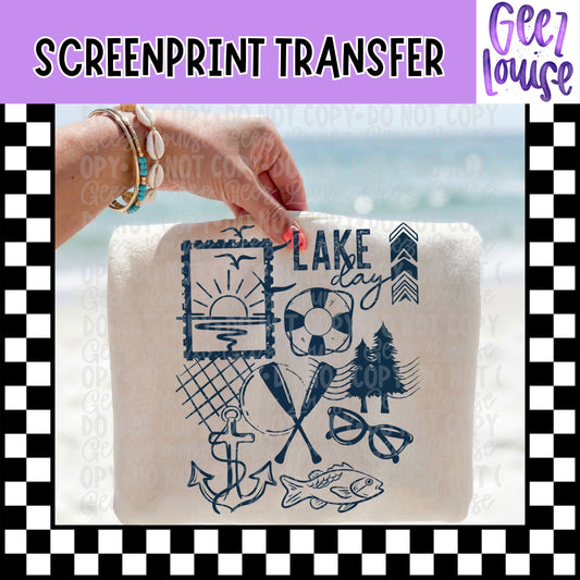 Lake Day Screen Print Transfer | Summer Lake Life Transfer | Fishing Boating Shirt Design | Ready to Press Transfer