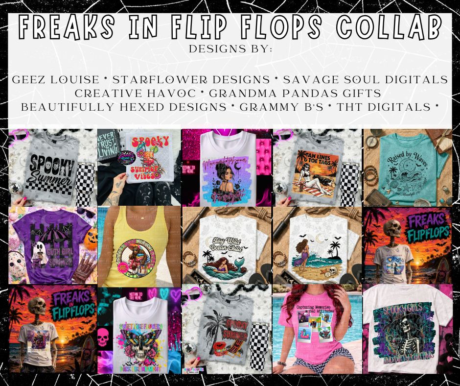 Freaks in Flip Flops Digital Design Collab | Spooky Summer PNG Bundle