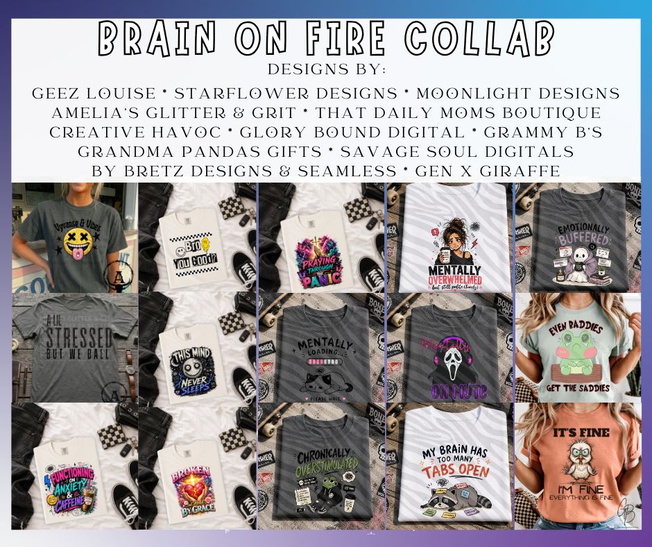Brain On Fire | Mental Health Collab PNG Bundle