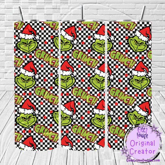 GMAN Christmas Tumbler Seamless Digital Design – Checkerboard Pattern