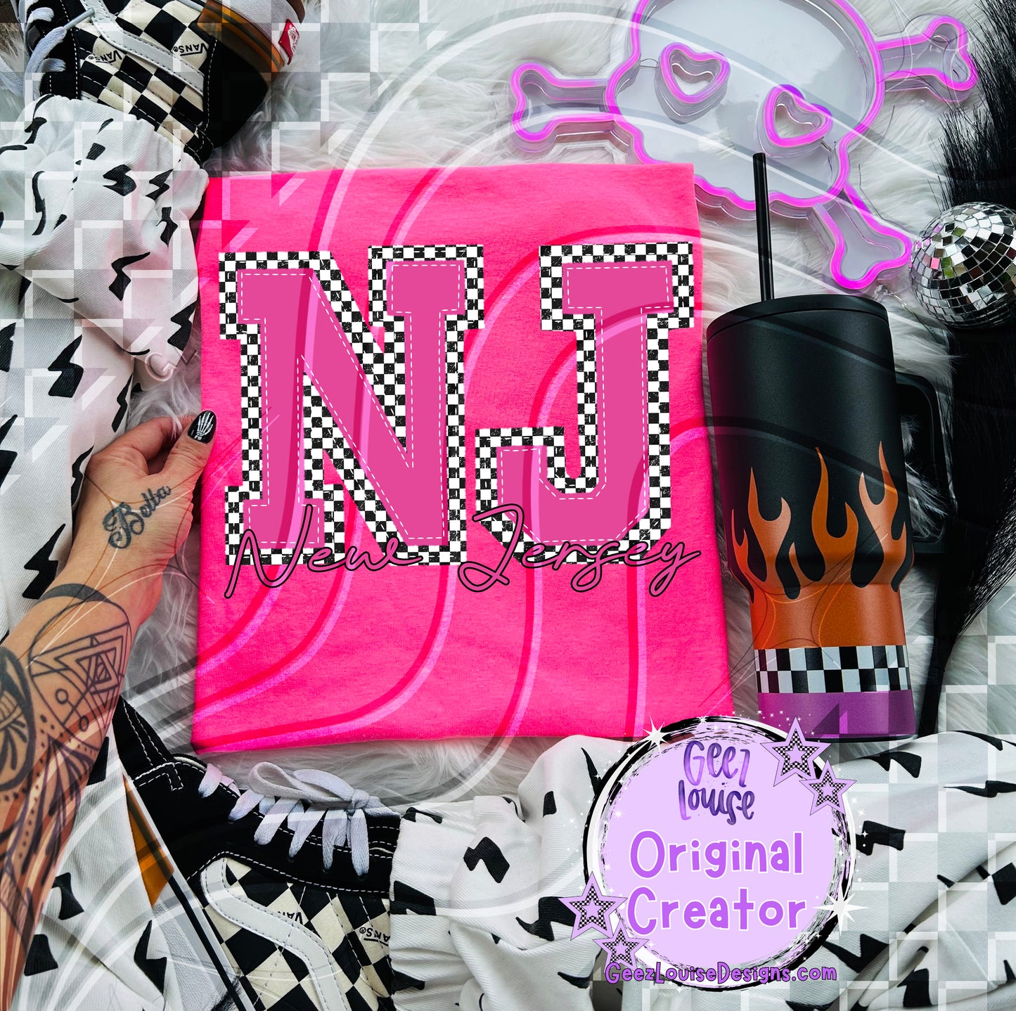 Pink Checkered States Digital Design | 50 States |  PNG