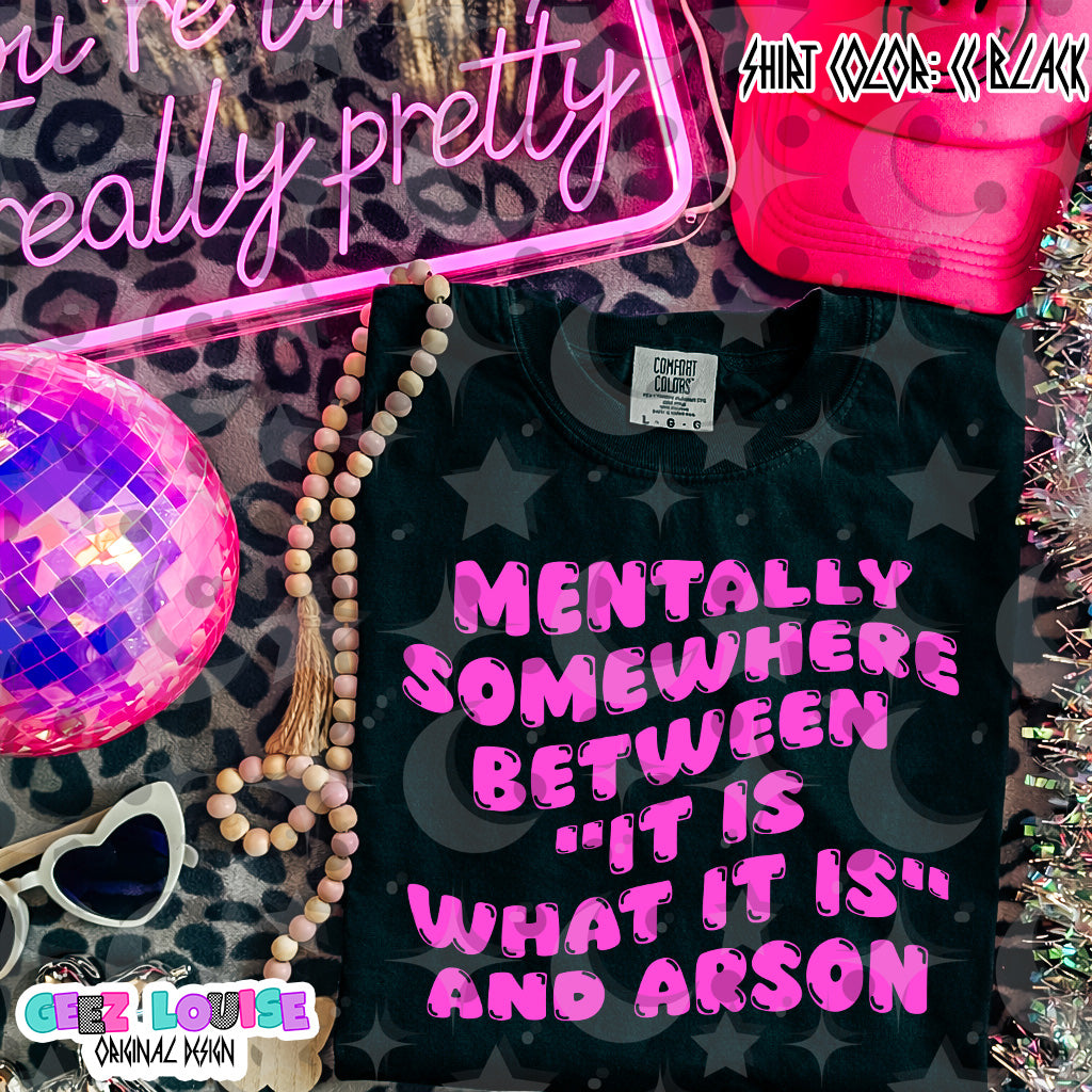 Mentally Somewhere Between “It Is What It Is” and Arson PNG | Funny Sarcastic Mental Health Shirt Design | Limited Digital Download