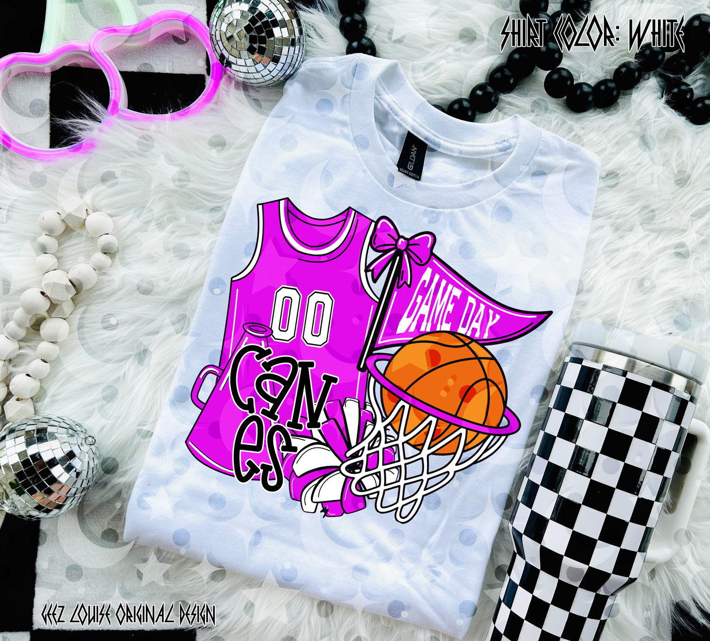 Basketball Game Day Digital Design | Custom Team Spirit PNGs (100+ Teams) - Pink