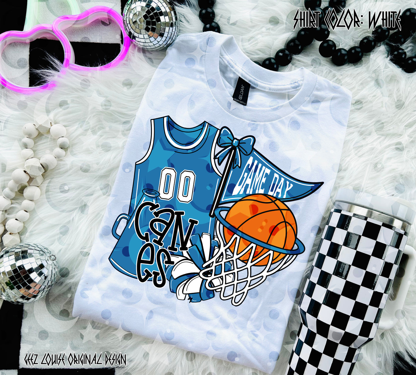 Basketball Game Day Digital Design | Custom Team Spirit PNGs (100+ Teams) - Light Blue