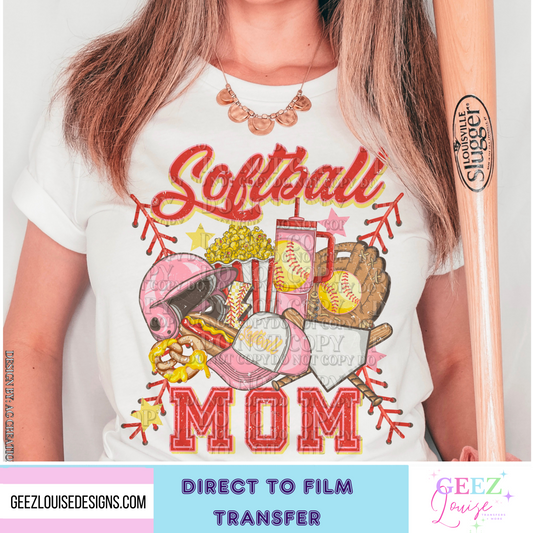 Softball Mom - Direct to Film Transfer - made to order