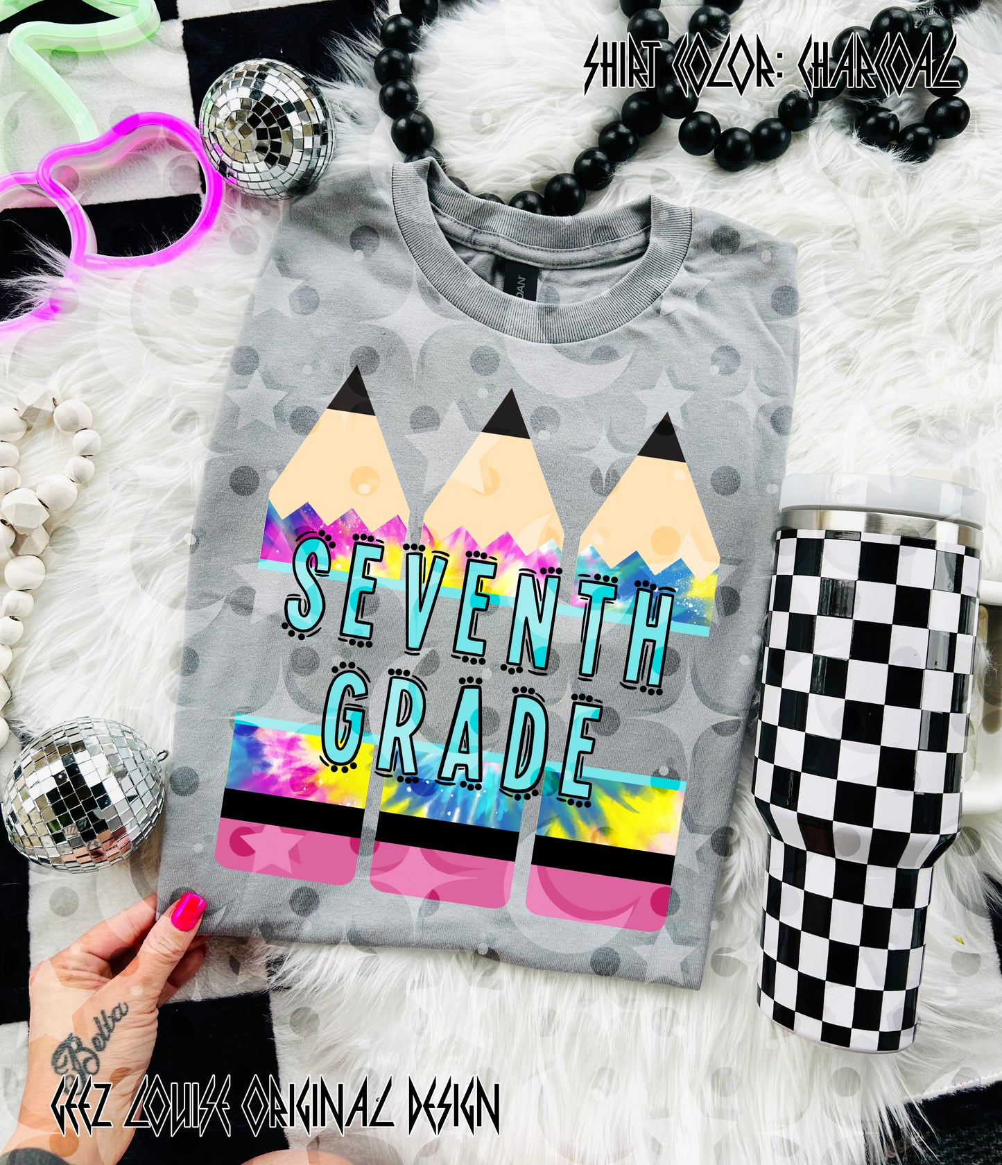 Tie Dye Pencil — Teacher & Grade PNG (multiple options!)