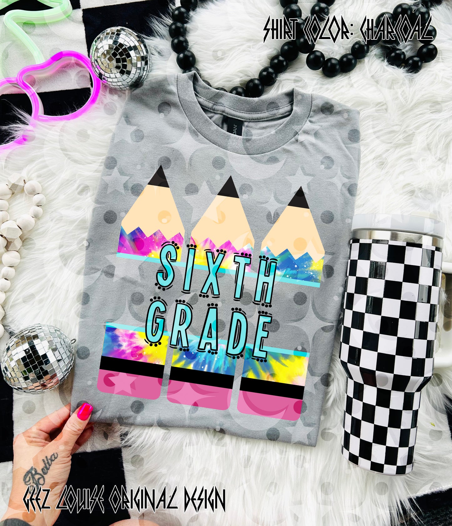 Tie Dye Pencil — Teacher & Grade PNG (multiple options!)