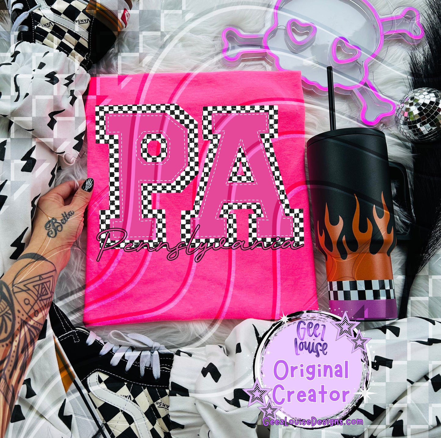 Pink Checkered States Digital Design | 50 States |  PNG