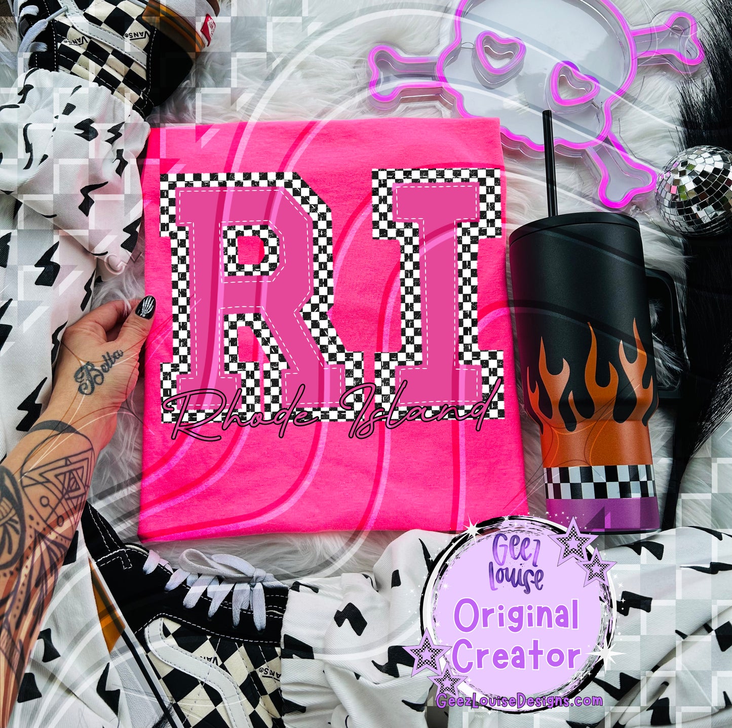 Pink Checkered States Digital Design | 50 States |  PNG