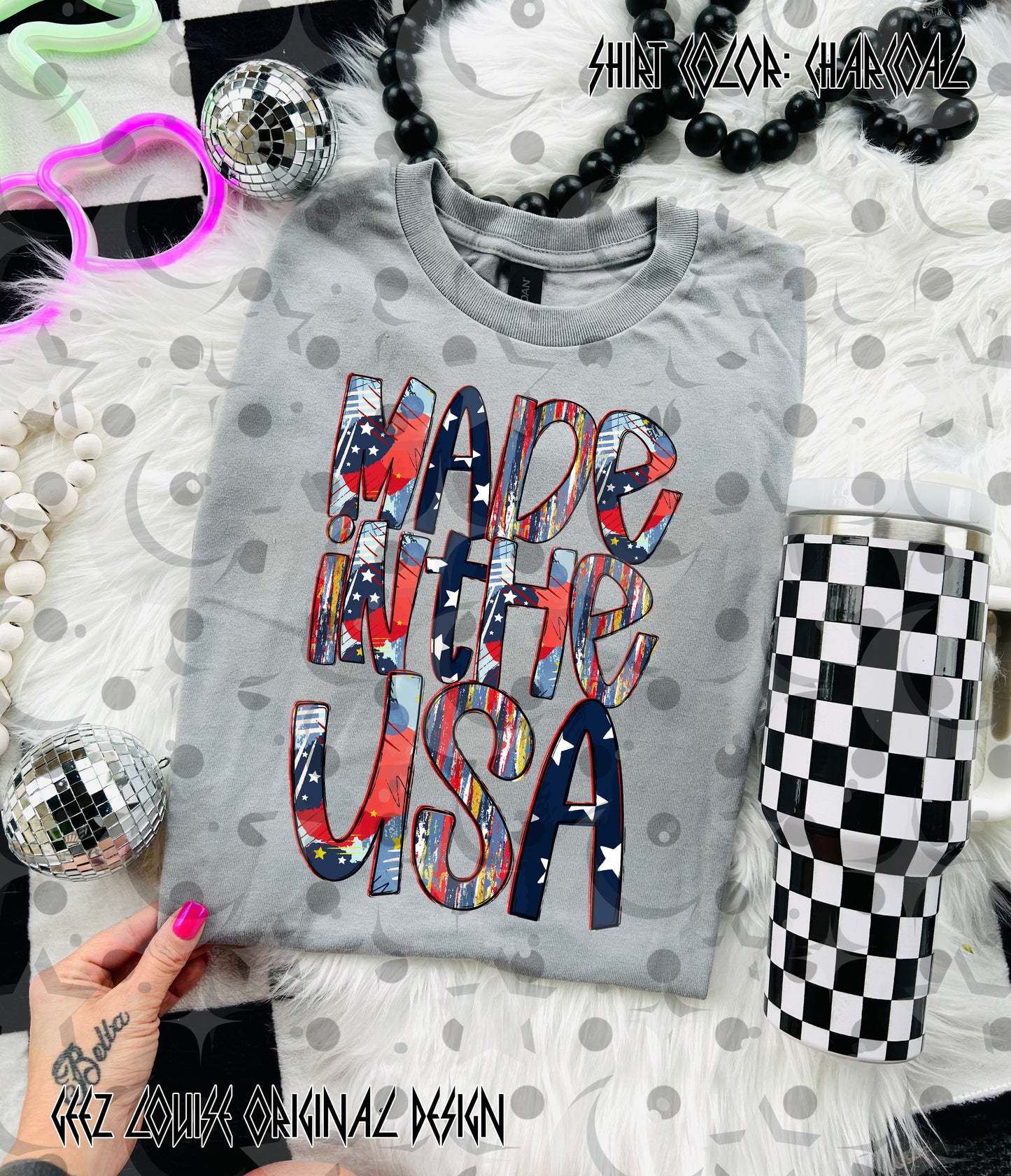 Made in the USA PNG | Patriotic Red White Blue Shirt Design | 4th of July Sublimation File