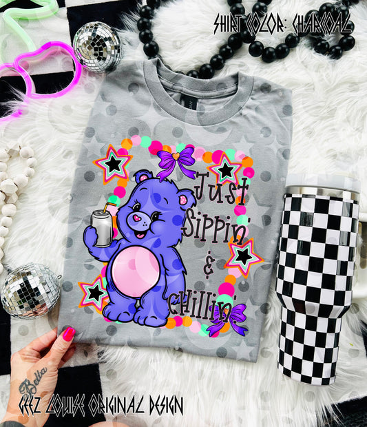 Just Sippin’ & Chillin’ – Retro Bear PNG