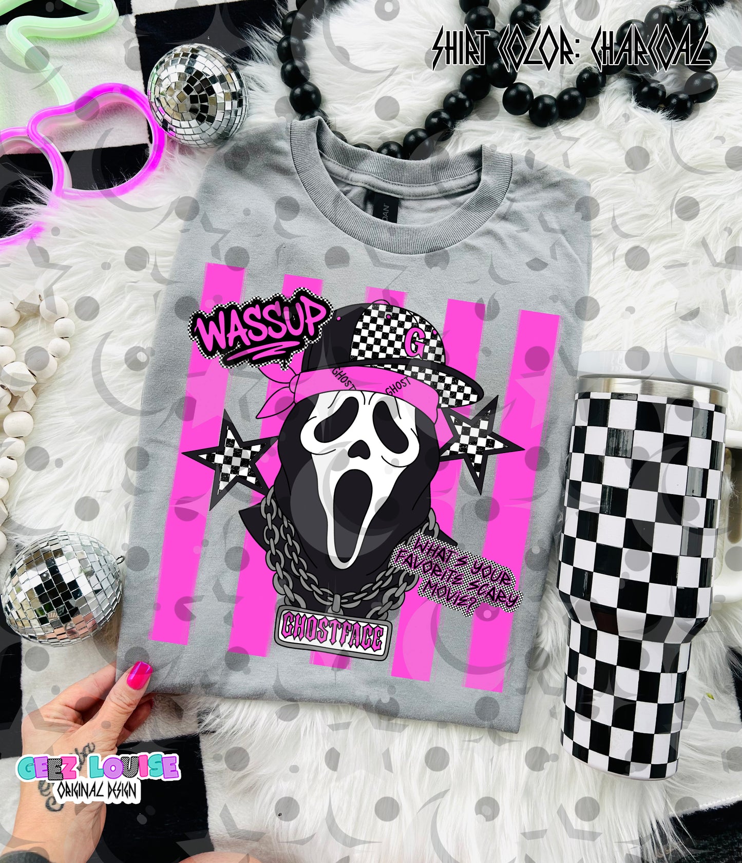 Wassup Ghostie PNG | Retro Horror Patchwork Inspired Design