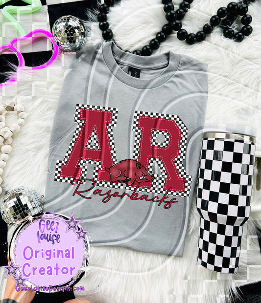 Arkansas Razorbacks | Checkerboard Letters Game Day Digital Design