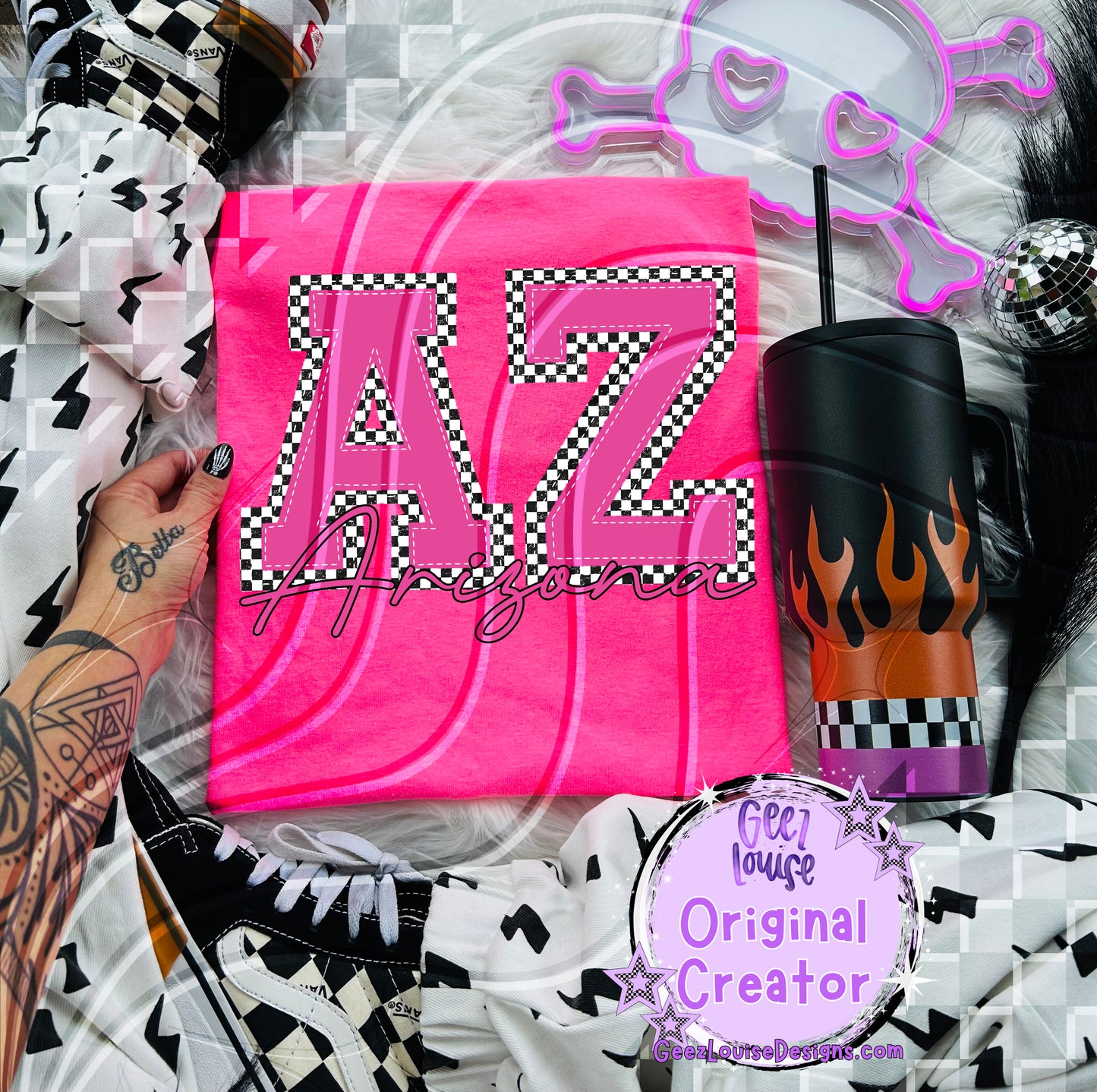 Pink Checkered States Digital Design | 50 States |  PNG