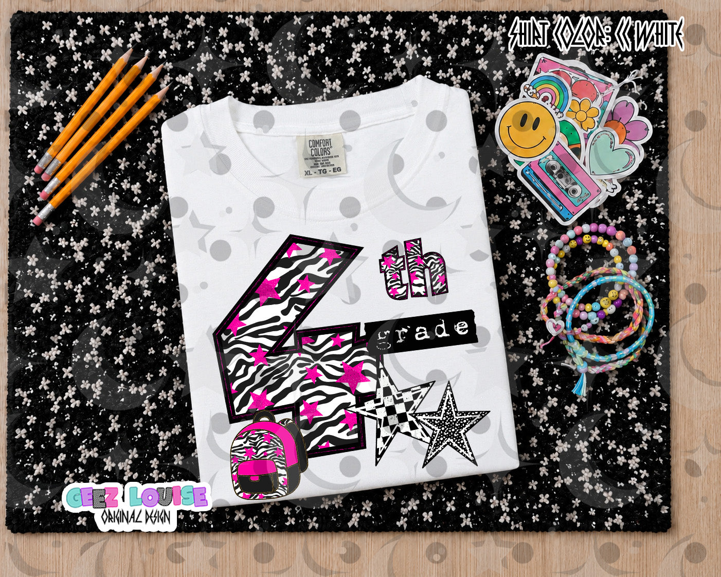 Retro Zebra pink School Grade PNG Bundle | Pre-K through 5th Grade Digital Design