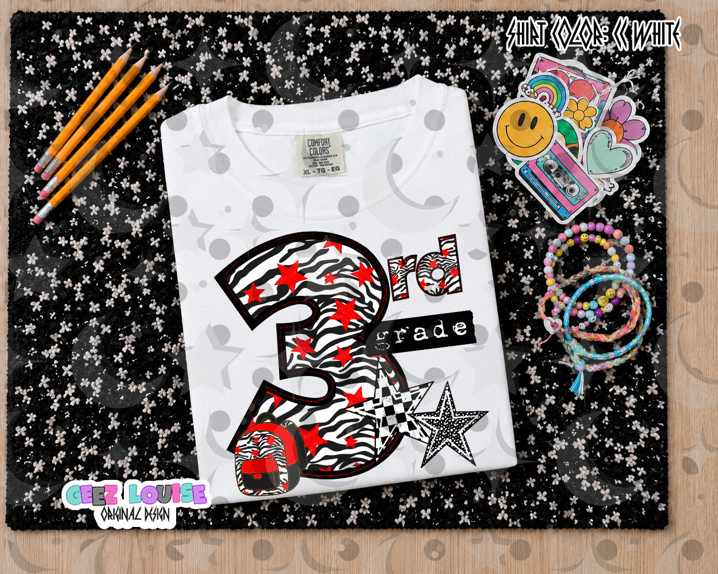 Retro Zebra red School Grade PNG Bundle | Pre-K through 5th Grade Digital Design