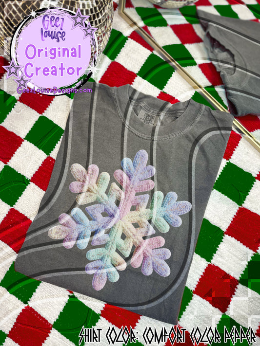 Pastel Yarn Texture Snowflake Digital Design | Cozy Rope Stitch Effect | Soft Winter Sublimation PNG