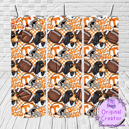Tennessee Vols Tumbler Seamless Digital Design – Smokey & Football Pattern