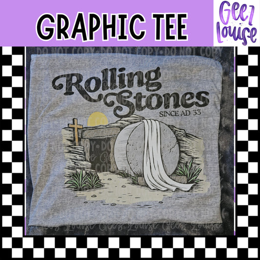 Rolling Stones Since AD 33 Graphic Tee | Christian Easter Shirt | Empty Tomb Faith Tee | Religious Vintage Style Shirt