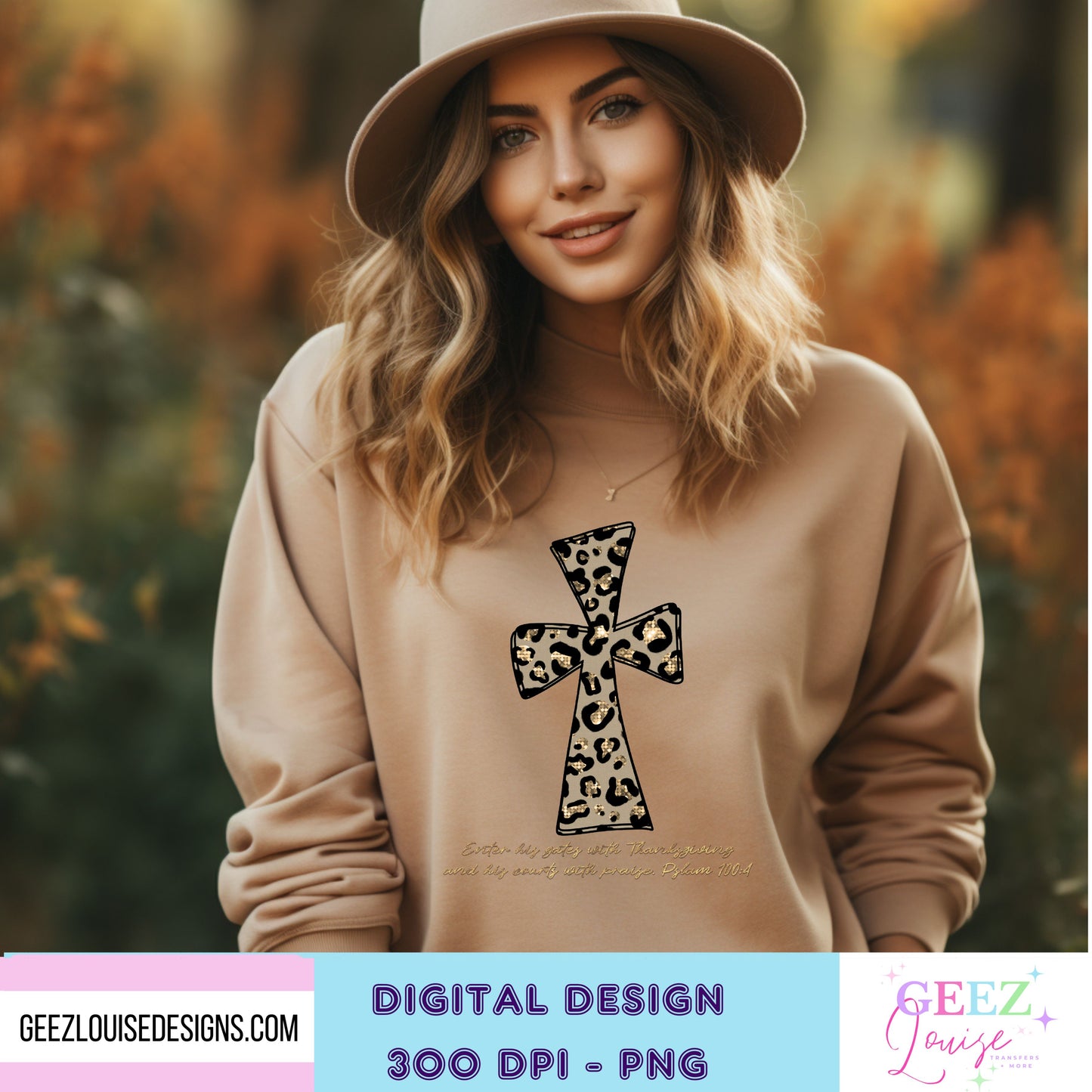 leopard cross thanksgiving  - Digital Download- PNG