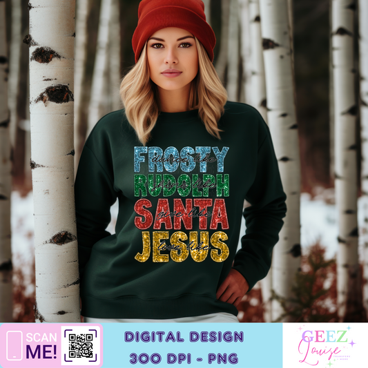 Frosty Rudolph Santa Jesus Christmas - Digital Download- PNG