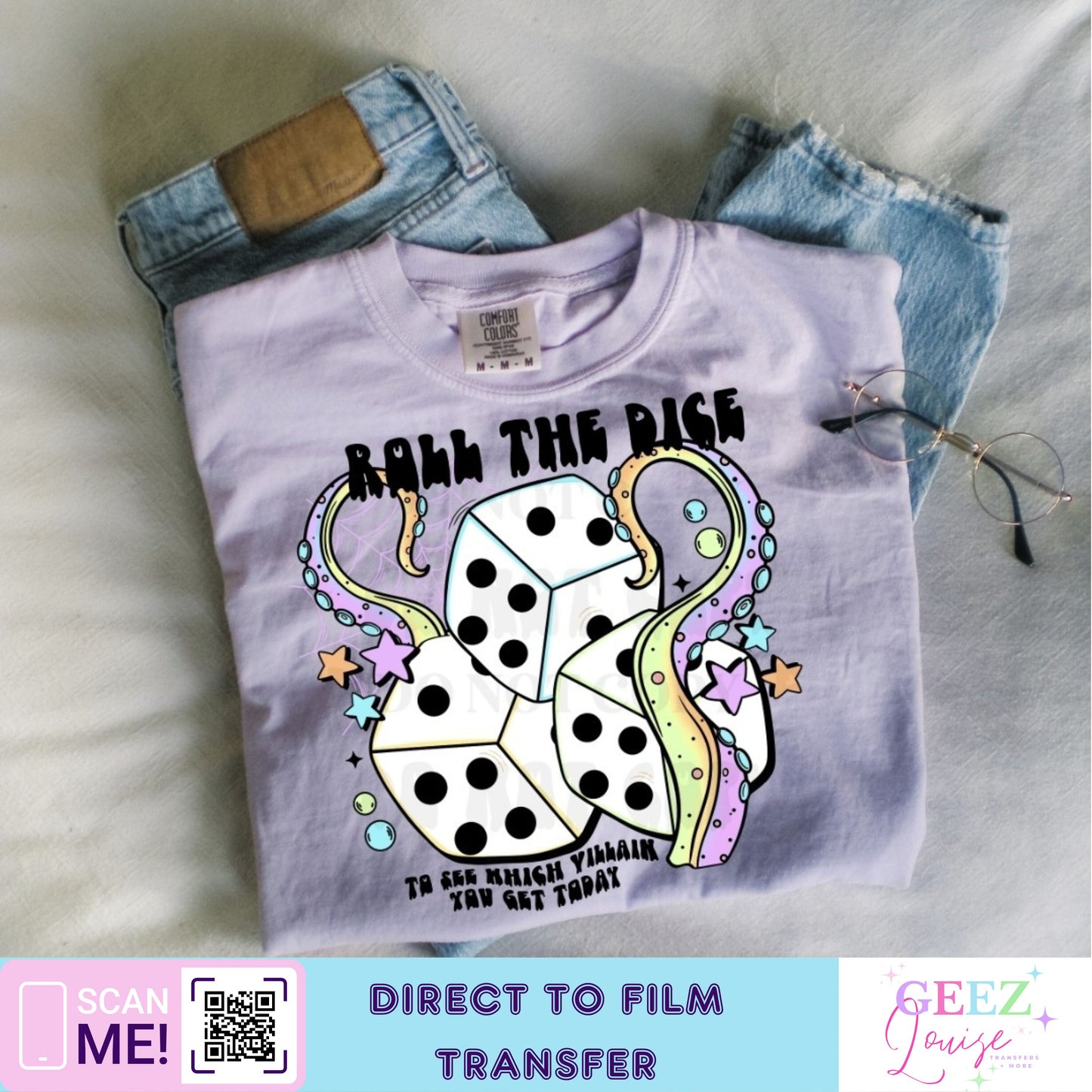 Roll the dice - Direct to Film Transfer - made to order