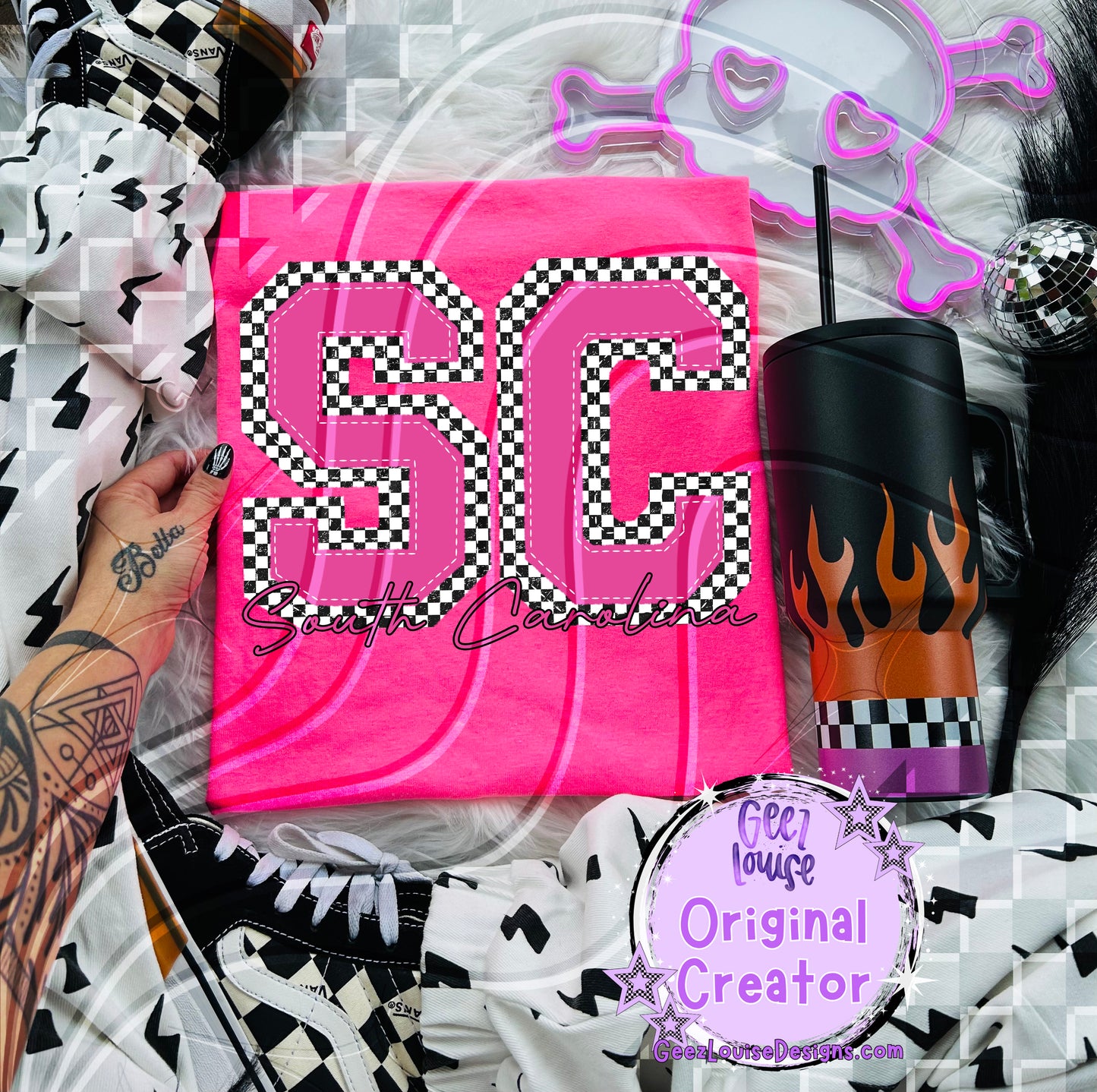 Pink Checkered States Digital Design | 50 States |  PNG