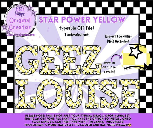 Star Power – Typeable OTF Alpha Set (Multiple Colors)