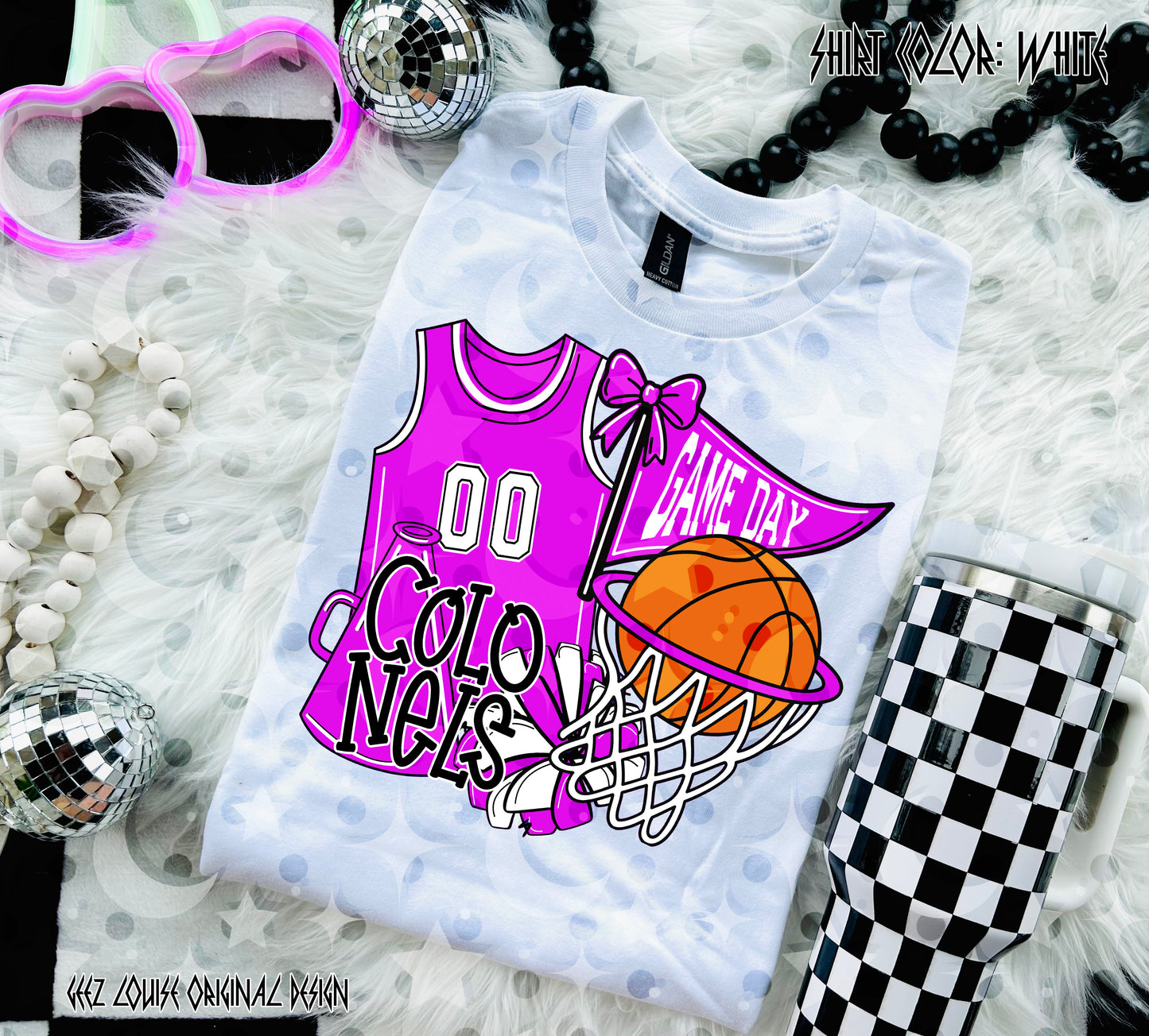 Basketball Game Day Digital Design | Custom Team Spirit PNGs (100+ Teams) - Pink