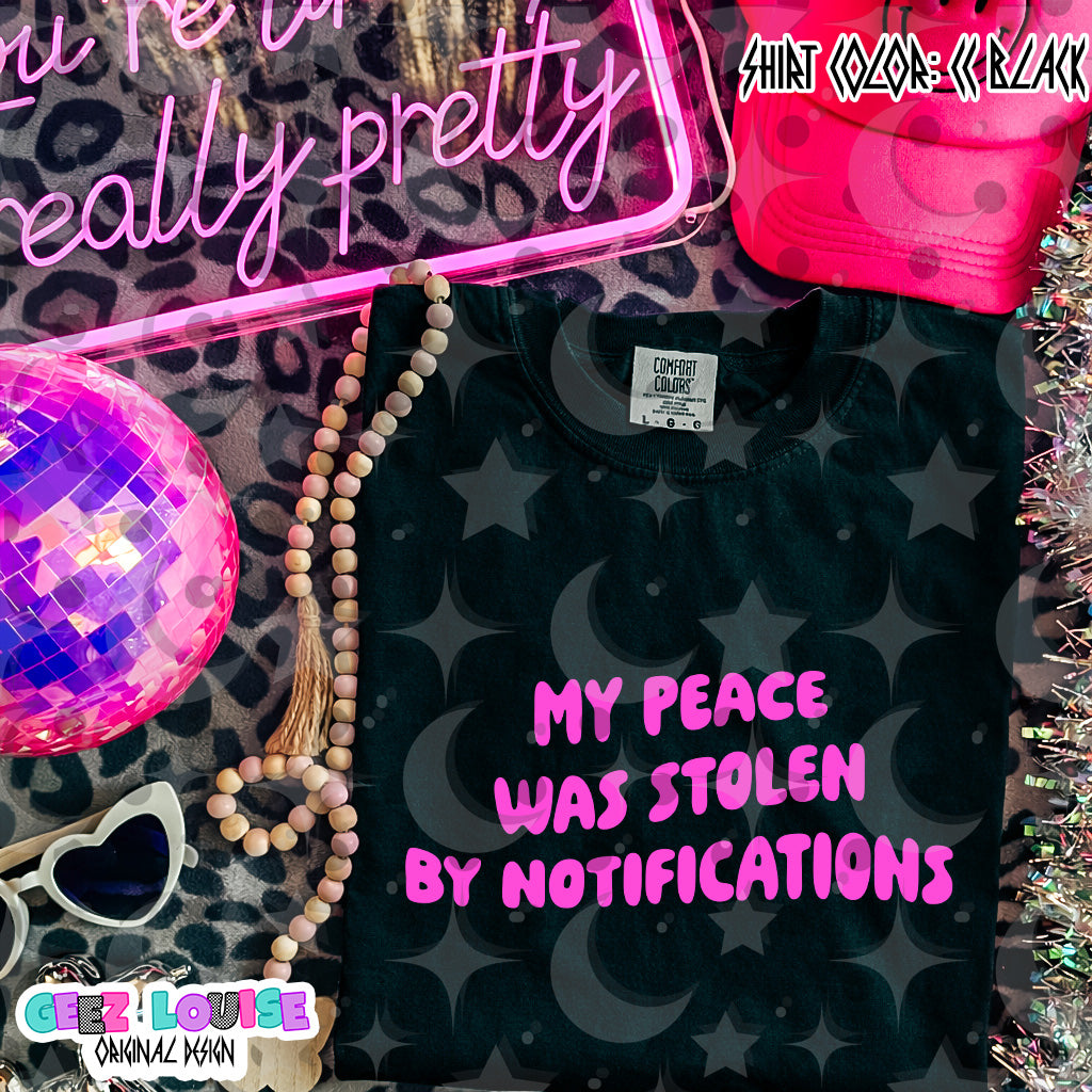 My Peace Was Stolen by Notifications PNG | Funny Introvert Mental Health Shirt Design | Limited Digital Download