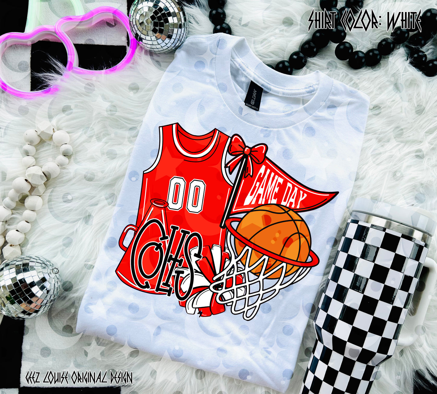 Basketball Game Day Digital Design | Custom Team Spirit PNGs (100+ Teams) - Red