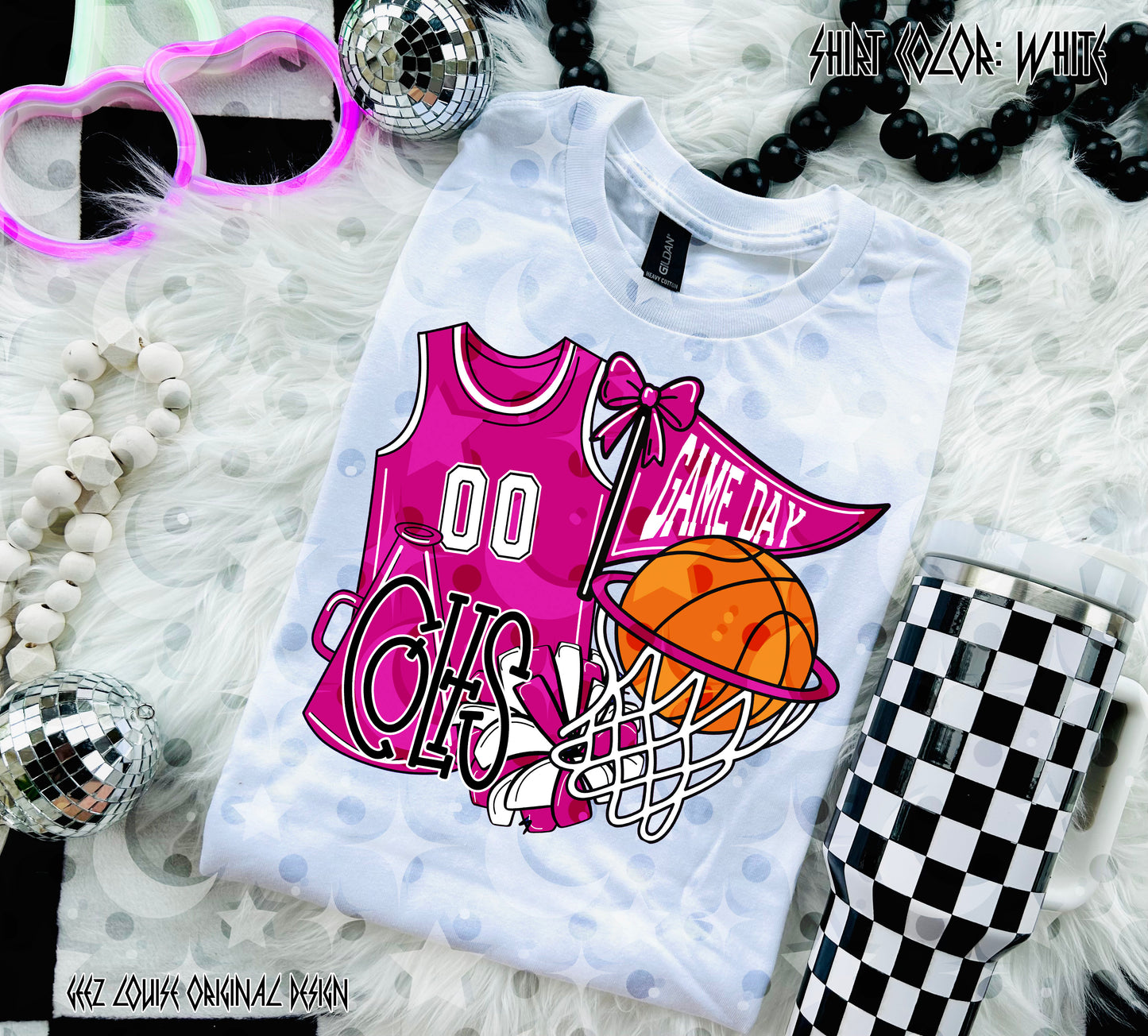 Basketball Game Day Digital Design | Custom Team Spirit PNGs (100+ Teams) - Dark Pink