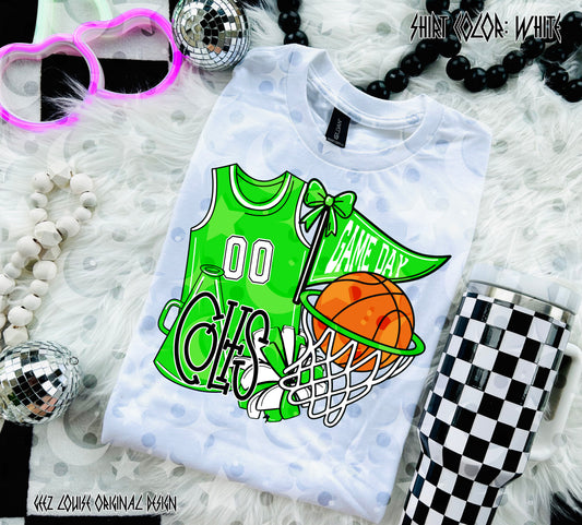 Basketball Game Day Digital Design | Custom Team Spirit PNGs (100+ Teams) - Light Green