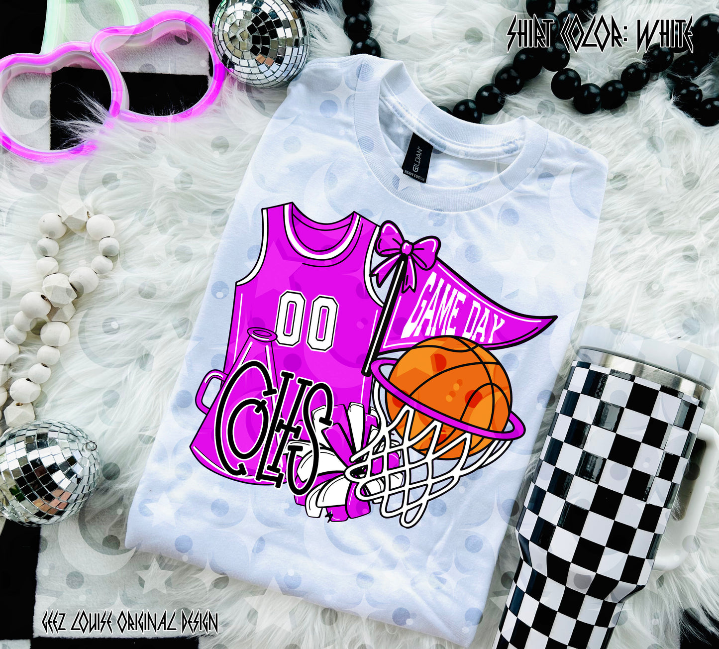 Basketball Game Day Digital Design | Custom Team Spirit PNGs (100+ Teams) - Pink