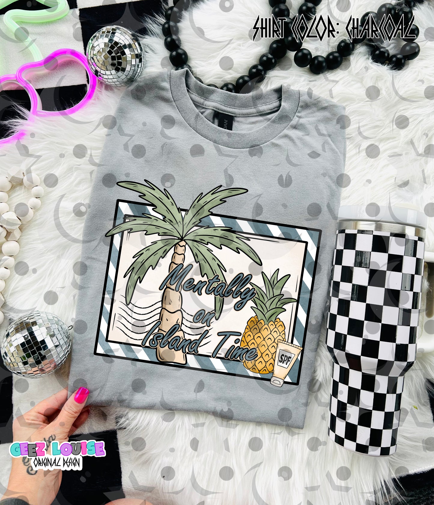 Mentally on Island Time PNG | Tropical Beach Design | Palm Tree Pineapple Summer Sublimation PNG