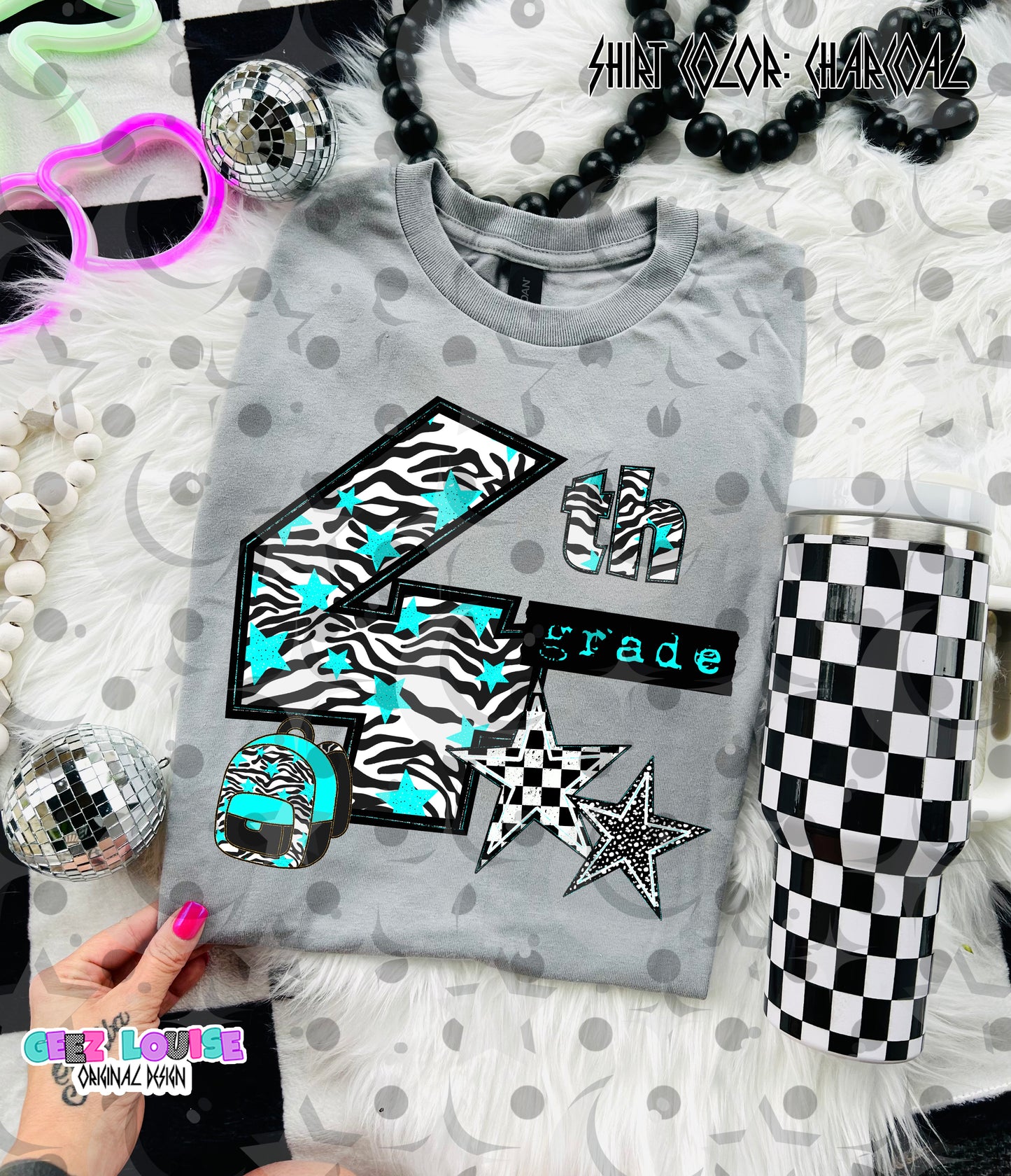 Retro Zebra Teal School Grade PNG Bundle | Pre-K through 5th Grade Digital Design