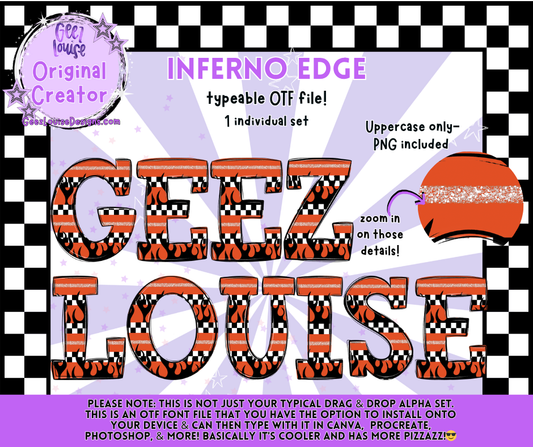 Inferno Edge – Typeable OTF Alpha Set (Uppercase + PNG)