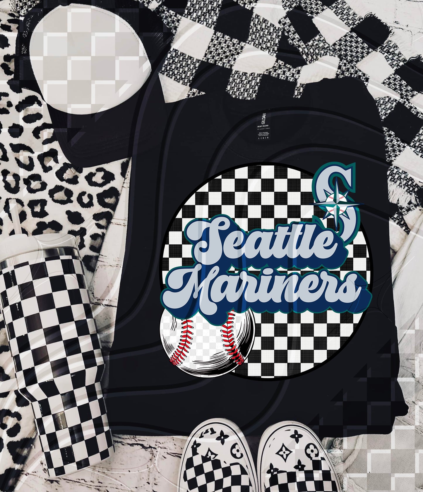 Checkered Spirit Baseball Circle | 30 Team Options - Digital Download- PNG
